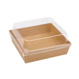  Khay giấy Kraft paper box with clear PET lid 1413 (Brown) 