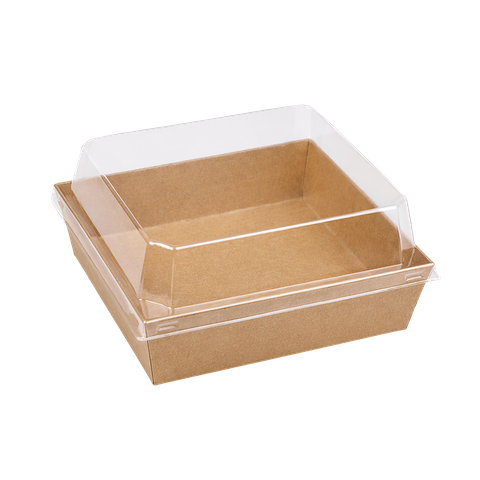  Khay giấy Kraft paper box with clear PET lid 1413 (Brown) 