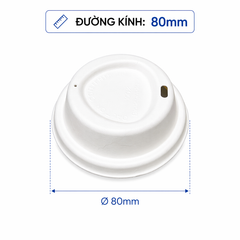  Nắp bã mía trắng cafe lỗ vuông 80mm (dùng cho ly 8oz) 