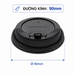  NẮP TTK 45x90 PP màu đen nút bật (cho ly 12oz, 16oz) 