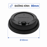  Nắp TTK 37x80 (L) PP màu đen Ø80 có nút (dùng cho ly 8oz) 