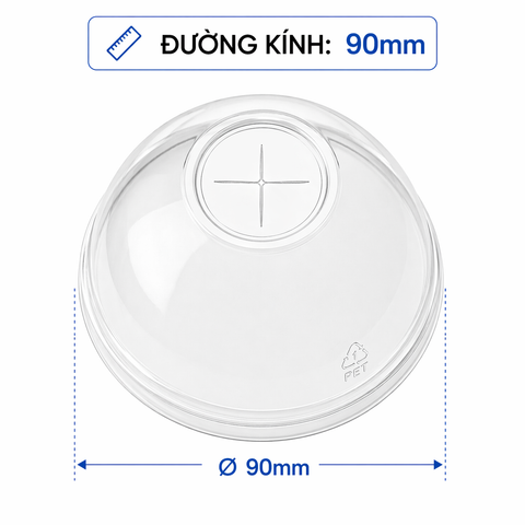 Nắp PET cầu 90 (cho ly giấy 12, 16, 22 oz)