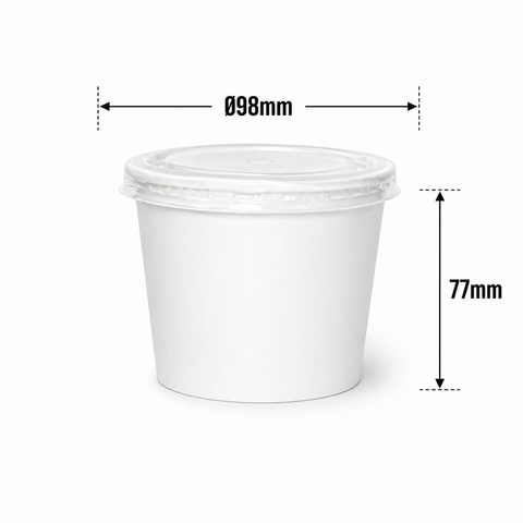 Bộ tô giấy trắng 360ml - 12.5oz + nắp nhựa PP (Soup)