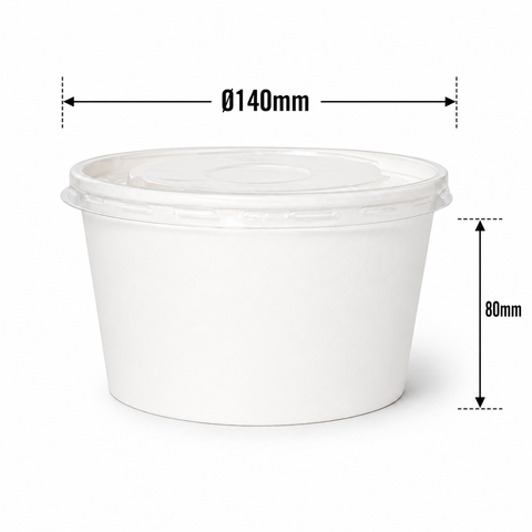 Bộ tô giấy trắng 1000ml - 32oz + nắp nhựa PP 140