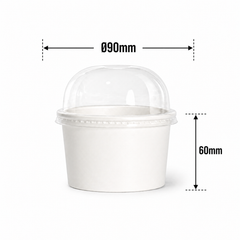  Bộ tô giấy trắng 250ml - 8.5oz + nắp PET cầu 90 