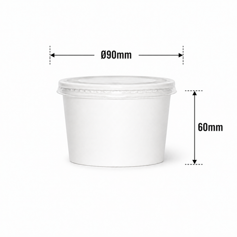 Bộ tô giấy trắng 250ml - 8.5oz + nắp nhựa PP (Soup)