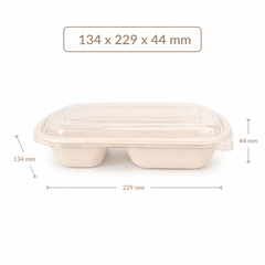  Bộ hộp bã mía 2 ngăn 750ml + nắp PET M75 