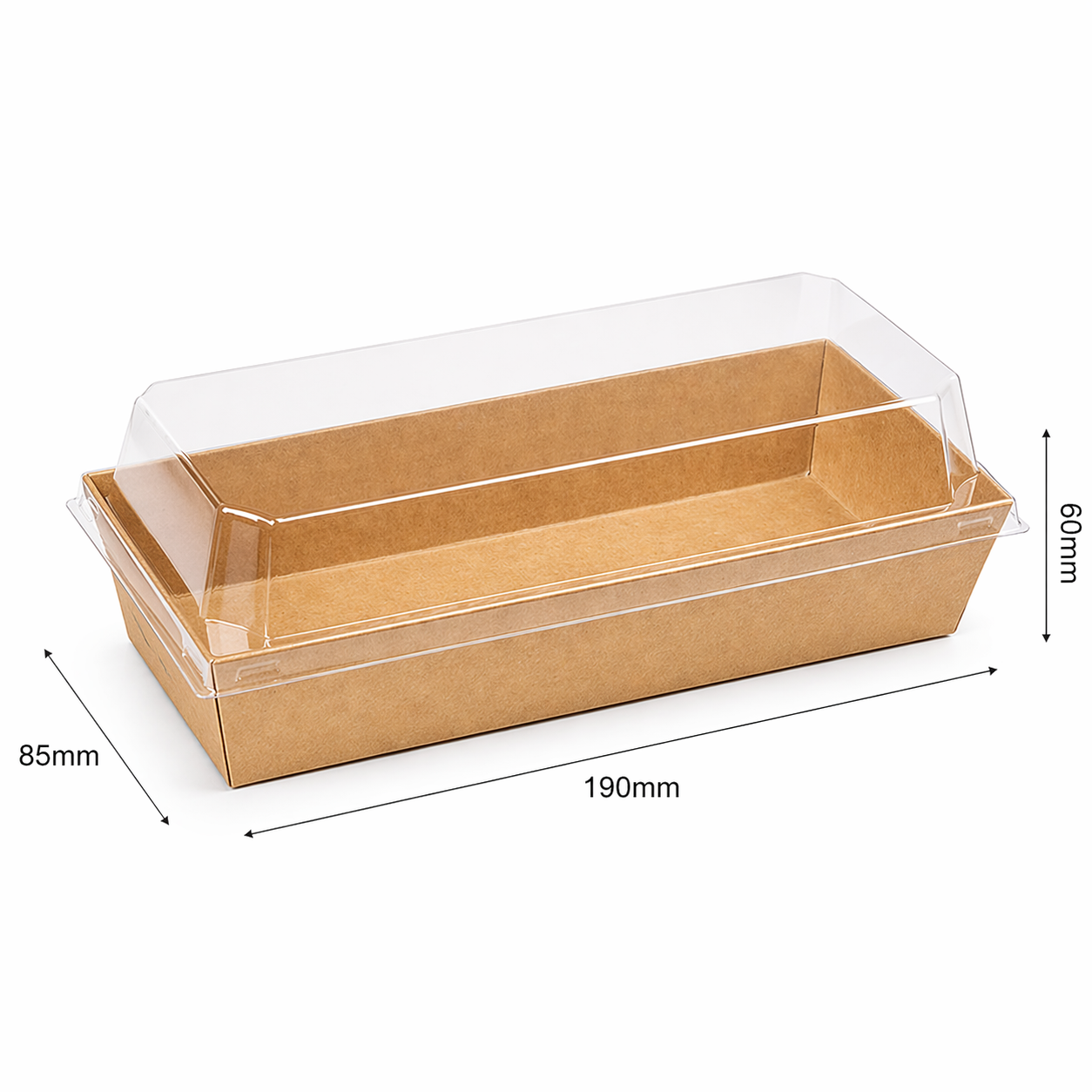  Khay giấy Kraft paper box with clear PET lid 1985 (Brown)