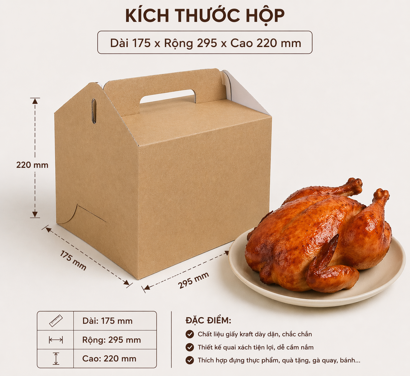 Hộp đựng gà 29.5x17.5cm (cao 22cm)