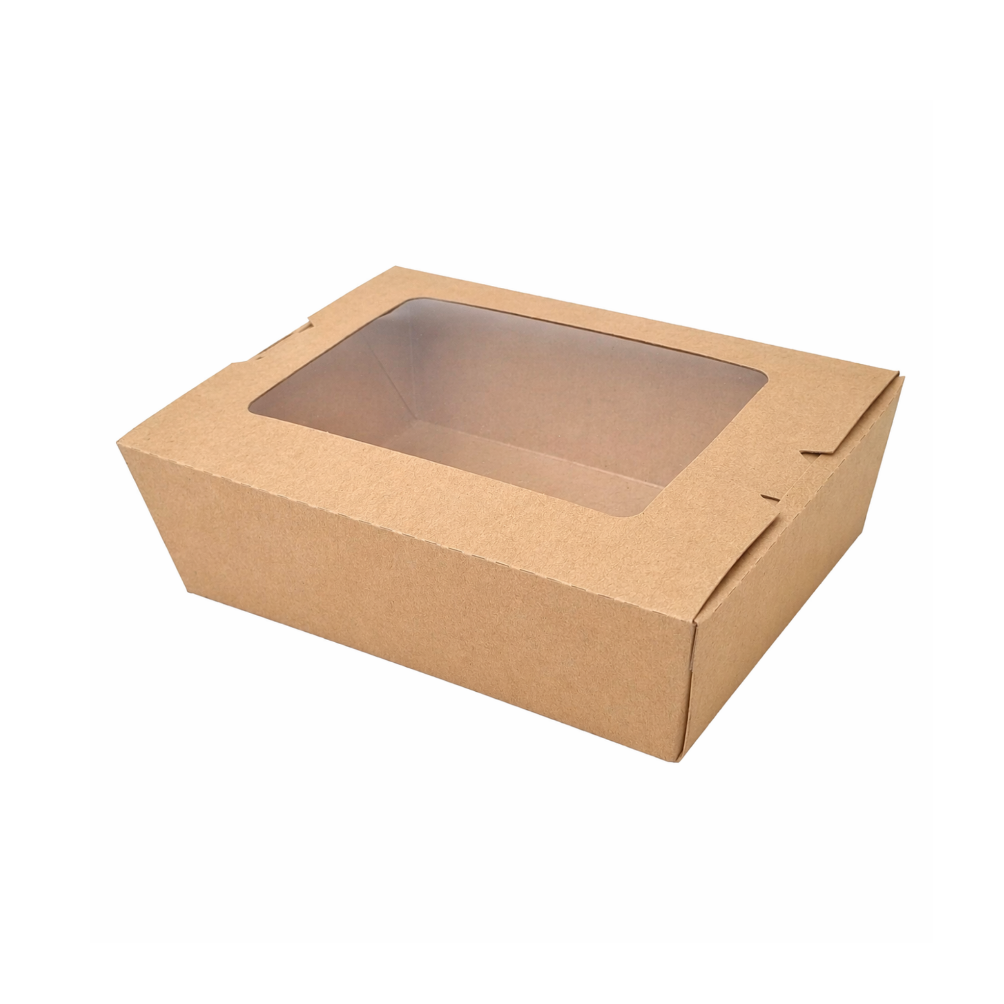  Hộp giấy Clamshell kraft paper box with window 1600 ml