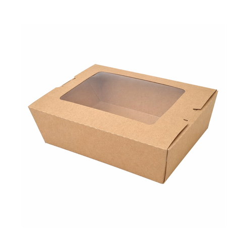  Hộp giấy Clamshell kraft paper box with window 1200 ml 
