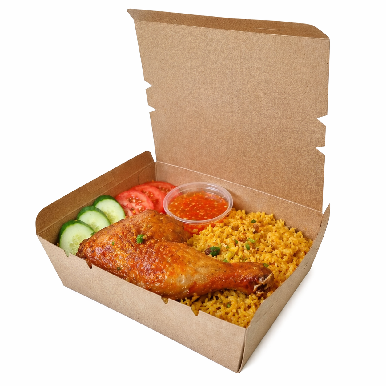  Hộp giấy Clamshell kraft paper box 900 ml