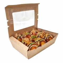  Hộp giấy Clamshell kraft paper box with window 900 ml 