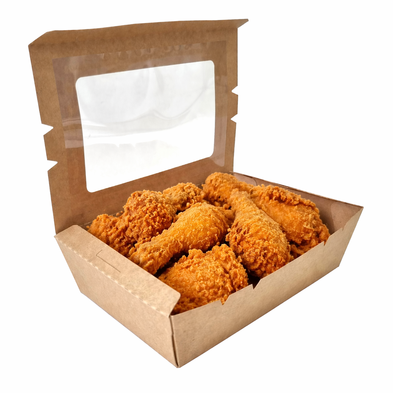 Hộp giấy Clamshell kraft paper box with window 1200 ml