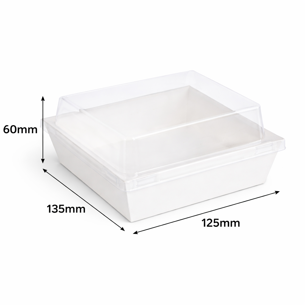  Bộ hộp giấy trắng vuông E1413 + Nắp PET 1413