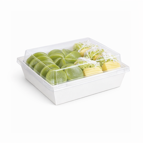  Bộ hộp giấy trắng vuông E1413 + Nắp PET 1413 