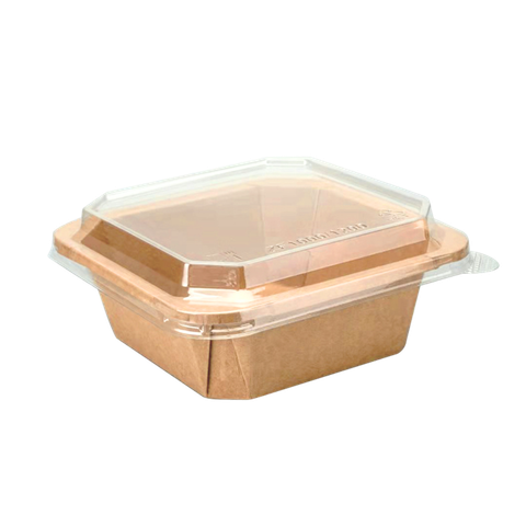  Tô giấy kraft vuông bát giác nắp PET chống đọng sương 500ml 