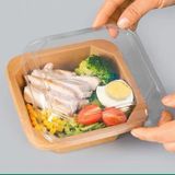  Tô giấy kraft vuông bát giác nắp PET chống đọng sương 500ml 