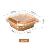  Tô giấy kraft vuông bát giác nắp PET chống đọng sương 500ml 