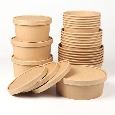  Bộ tô giấy kraft 1000ml + nắp giấy 