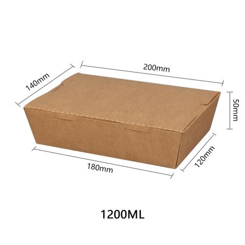 Hộp giấy Clamshell kraft paper box 1200 ml