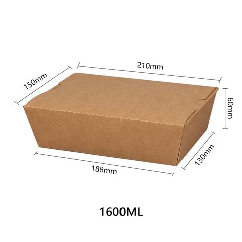 Hộp giấy Clamshell kraft paper box 1600 ml