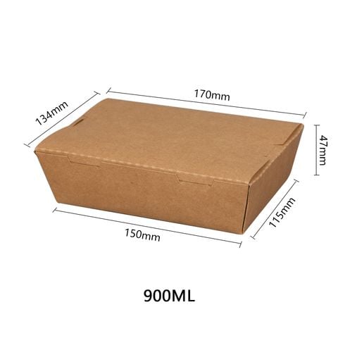 Hộp giấy Clamshell kraft paper box 900 ml
