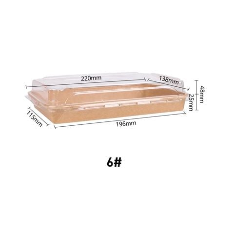 Khay giấy kraft sushi nắp PET chống đọng sương #6 SS06