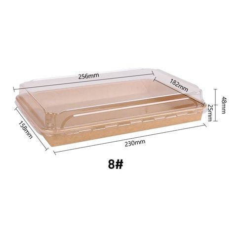 Khay giấy kraft sushi nắp PET chống đọng sương #8 SS08