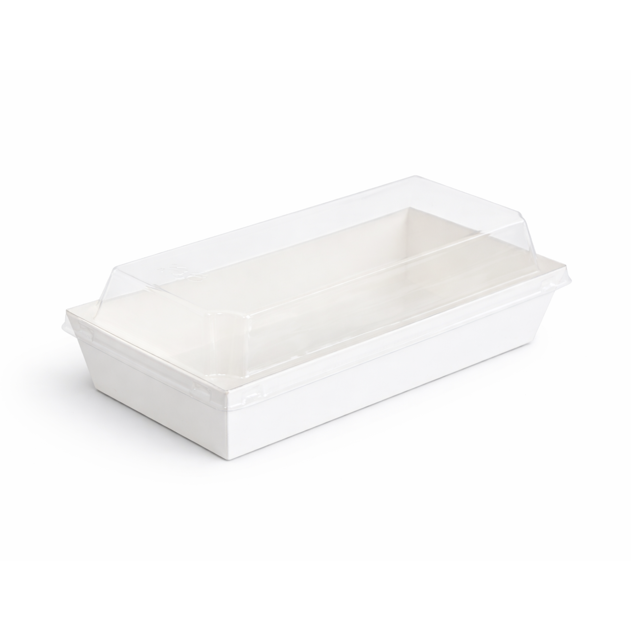 Hộp giấy trắng paper box with clear PET lid 1985