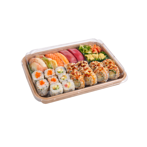  Khay giấy kraft sushi nắp PET chống đọng sương #7 SS07 