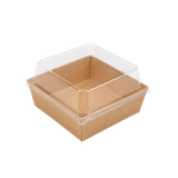  Khay giấy Kraft paper box with clear PET lid 10.5 (Brown) 