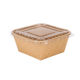  Tô giấy kraft hình nón vuông nắp PET chống đọng sương 1000ml 
