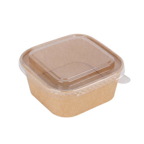  Tô giấy kraft vuông nắp PET chống đọng sương 1000ml 