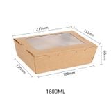  Hộp giấy Clamshell kraft paper box with window 1600 ml 
