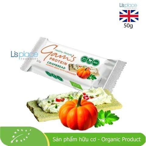 Gam's Protein Crispbread Bánh crackers hữu cơ vị hạt bí và rau mùi