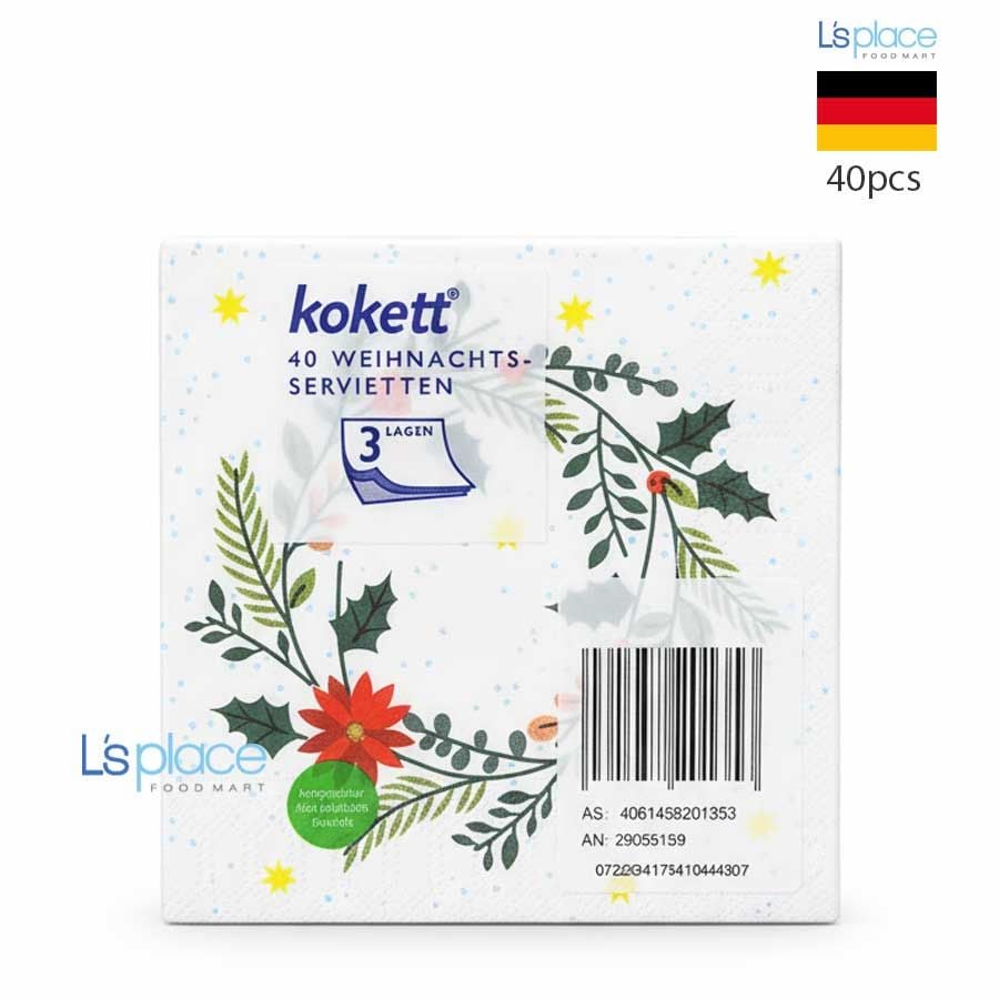 Kokett Giấy ăn Giáng sinh hình vòng nguyệt quế