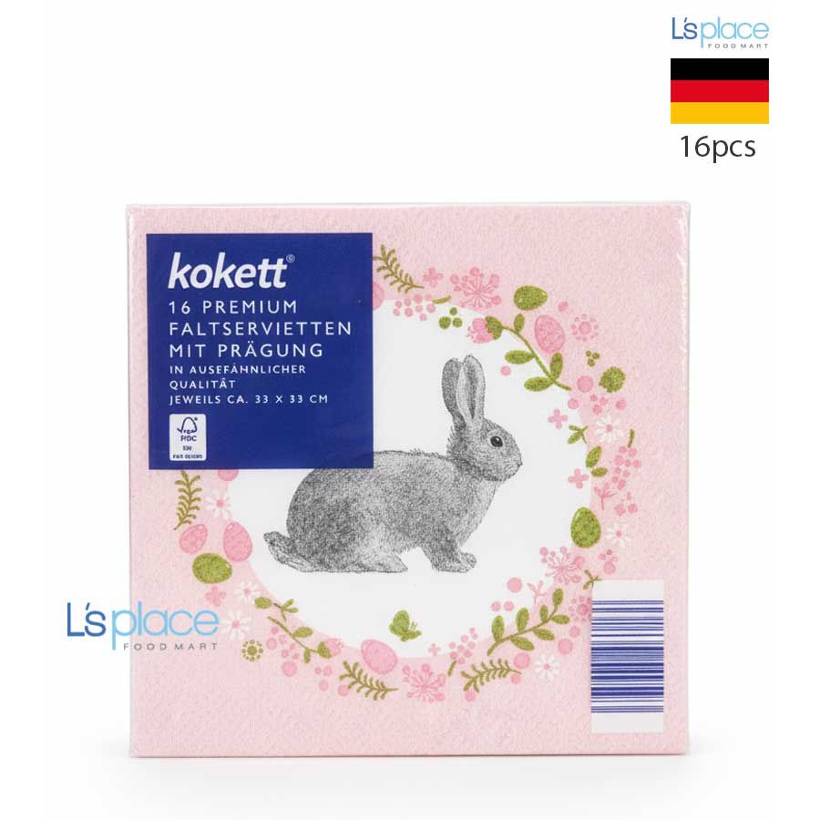 Kokett Giấy ăn Phục sinh màu hồng hình thỏ xám