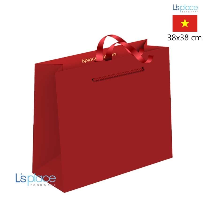 L's Place Túi giấy vuông màu be & đỏ