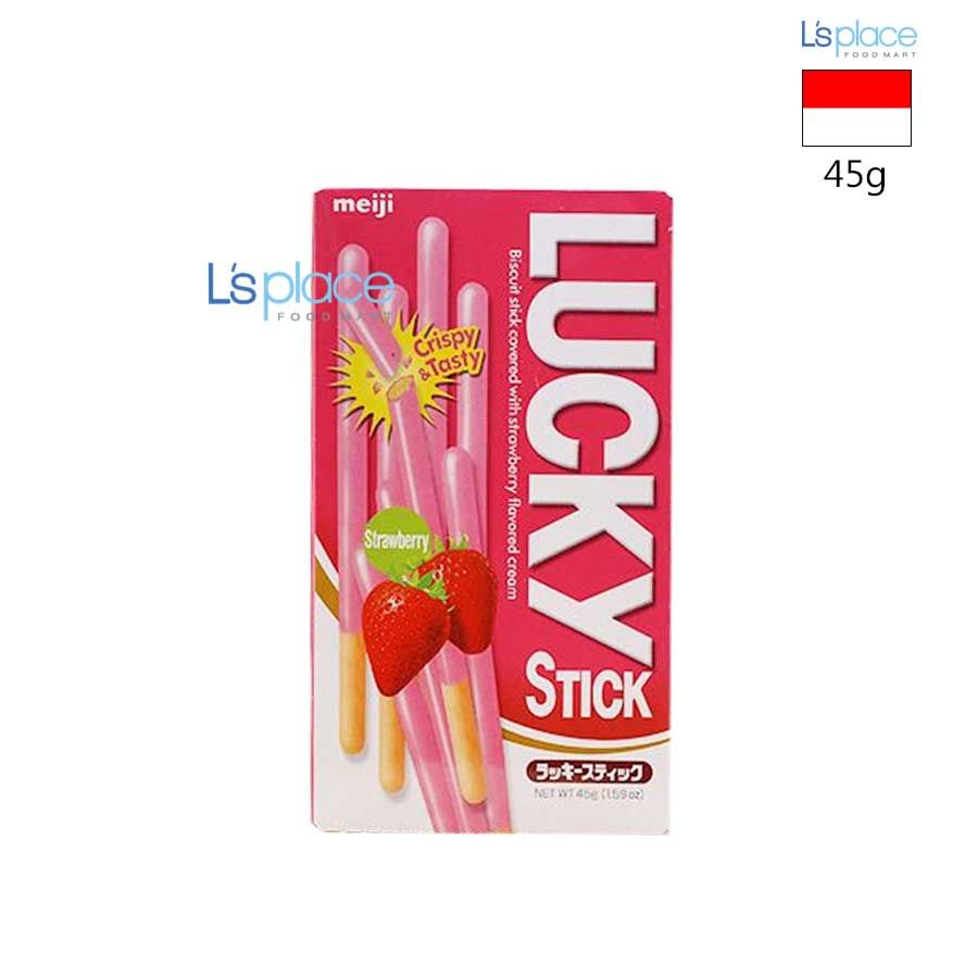 Meiji Lucky bánh que phủ kem dâu
