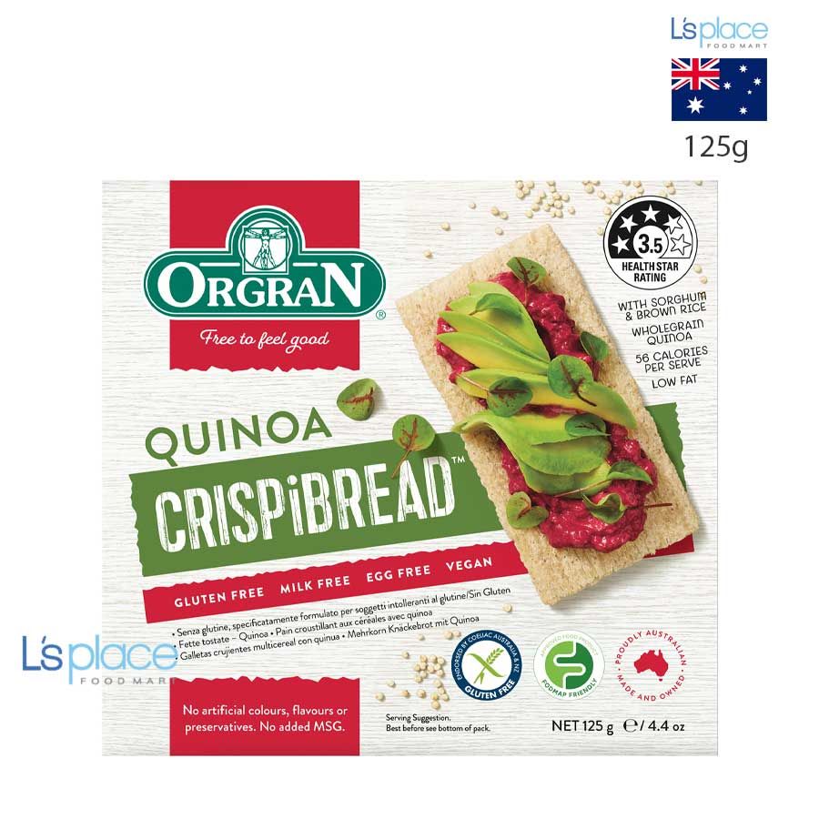 Orgran bánh mì giòn siêu ngũ cốc không chứa gluten với Hạt Diêm mạch Quinoa