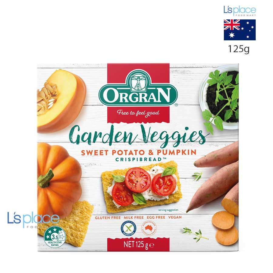 Orgran Garden Veggies Bánh quy giòn vị khoai lang bí ngô thuần chay