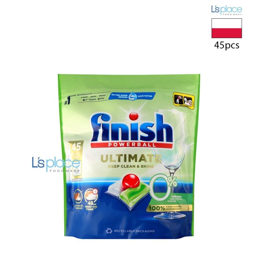 Finish Viên rửa bát 0% Ultimate sạch sâu sáng bóng