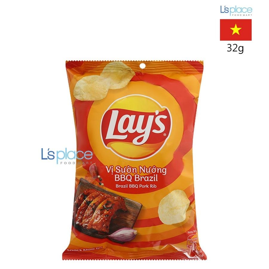 Lay's Khoai tây Vị sườn nướng BBQ Brazil gói nhỏ