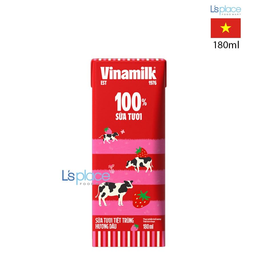 Vinamilk Sữa tươi hương dâu hộp 180ml