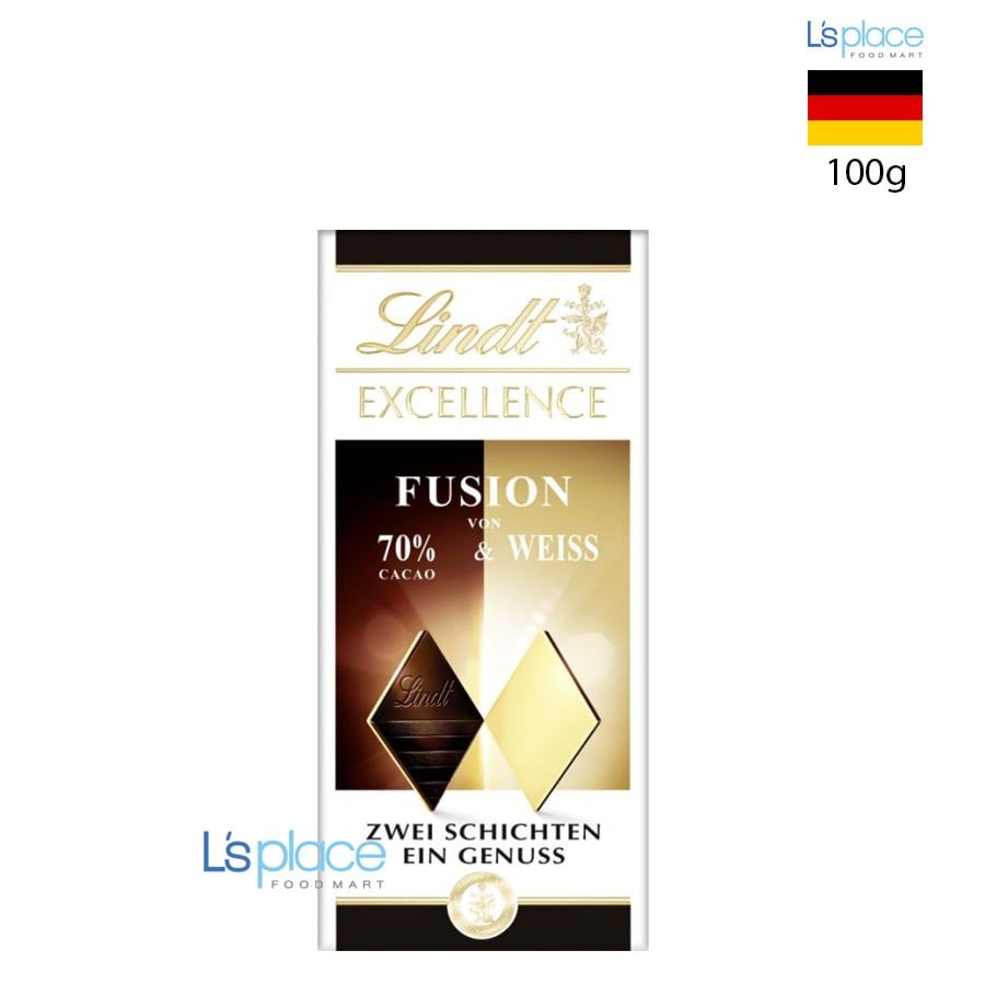 Lindt Excellence Fusion Socola đen 70% cacao & socola trắng