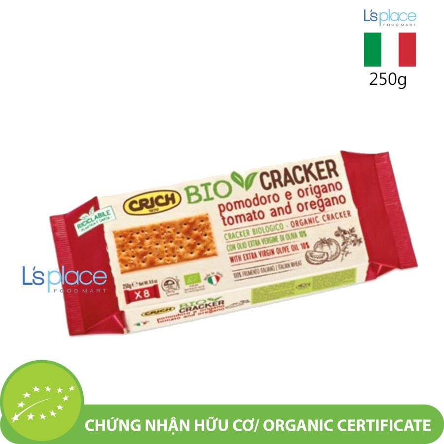 Crich Bánh Cracker Crich Hữu Cơ Vị Cà Chua và Kinh Giới Cay
