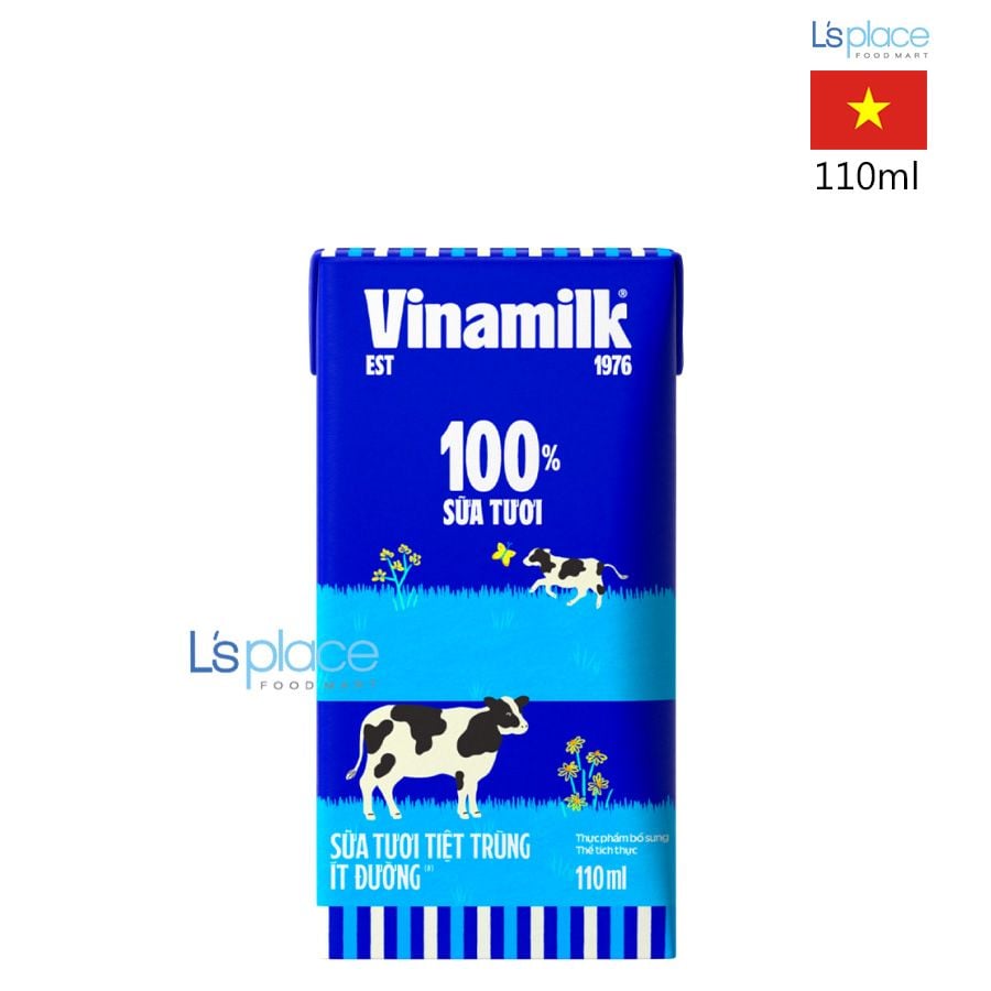 Vinamilk Sữa tươi ít đường hộp 110ml