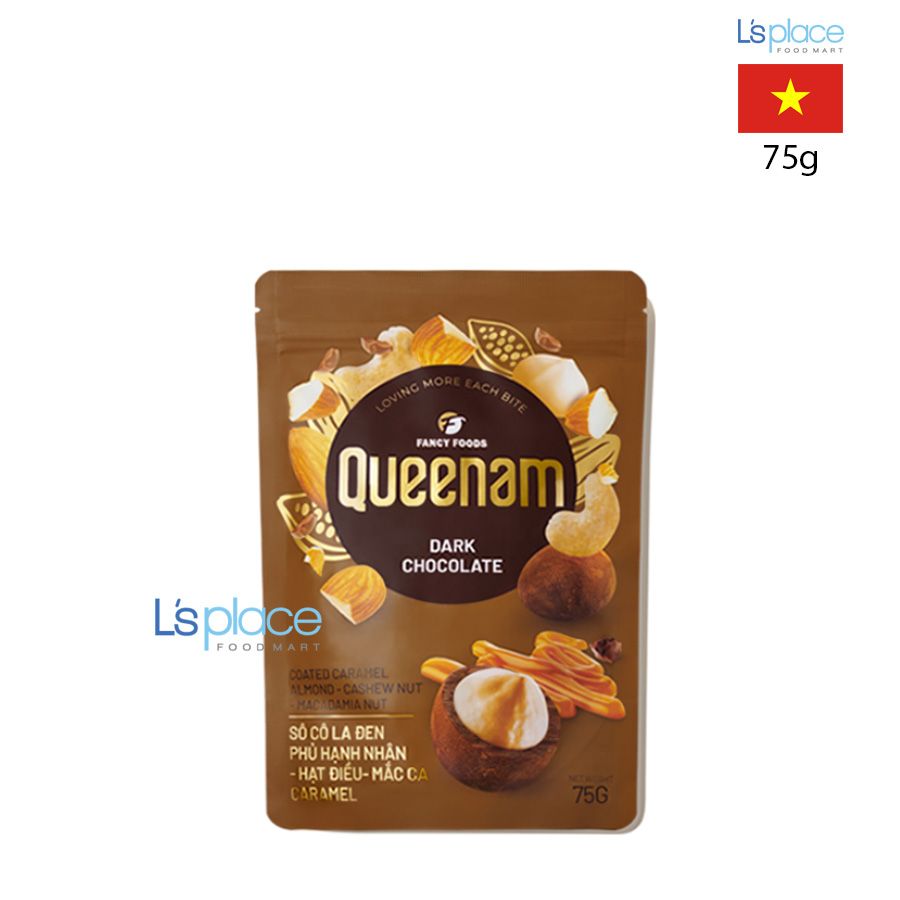 Queenam Socola đen caramel phủ hạnh nhân – hạt điều – mắc ca không đường