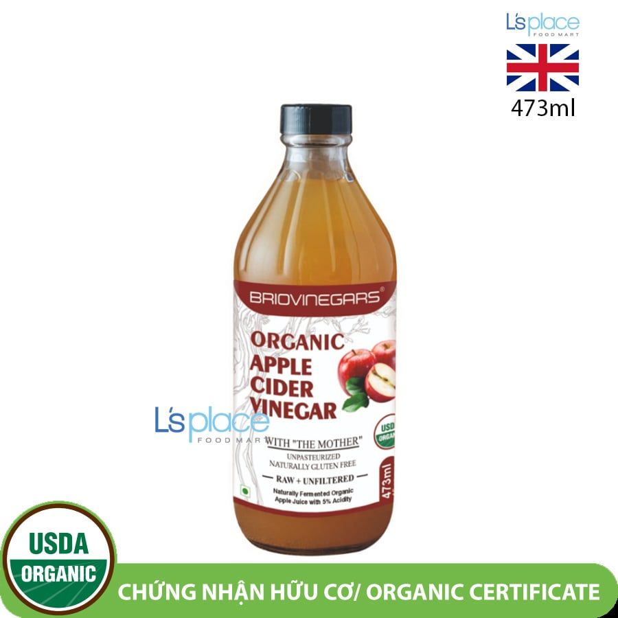 Briovinegars Dấm táo hữu cơ chưa lọc có dấm cái